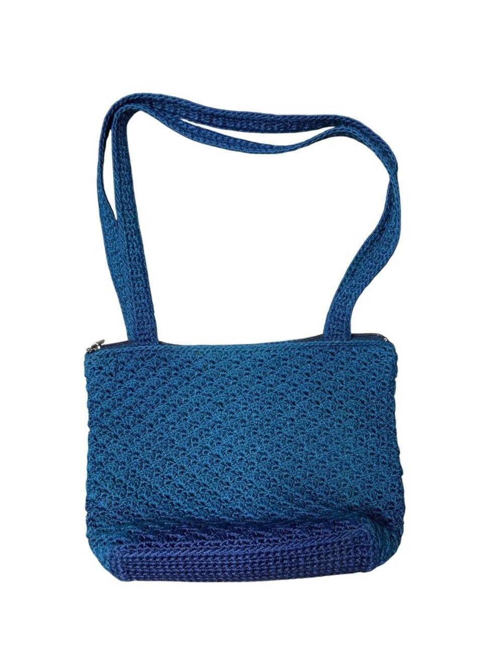 The Sak Vintage Blue Two-Tone Crochet Woven Shoulder Bag Tote